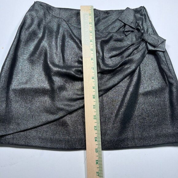 Lenon Women’s Size S Charcoal Metallic Mini Skirt Faux Wrap Front Zipper Closure - Picture 10 of 10